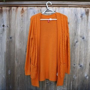 Burnt orange long knitted cardigan